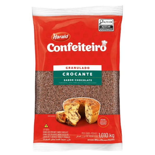 GRANULADO CROCANTE CONFEITEIRO CHOCOLATE HARALD 1,010KG