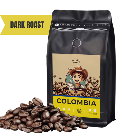 BENTO CAFE COLOMBIA DARK ROAST BEANS 12OZ